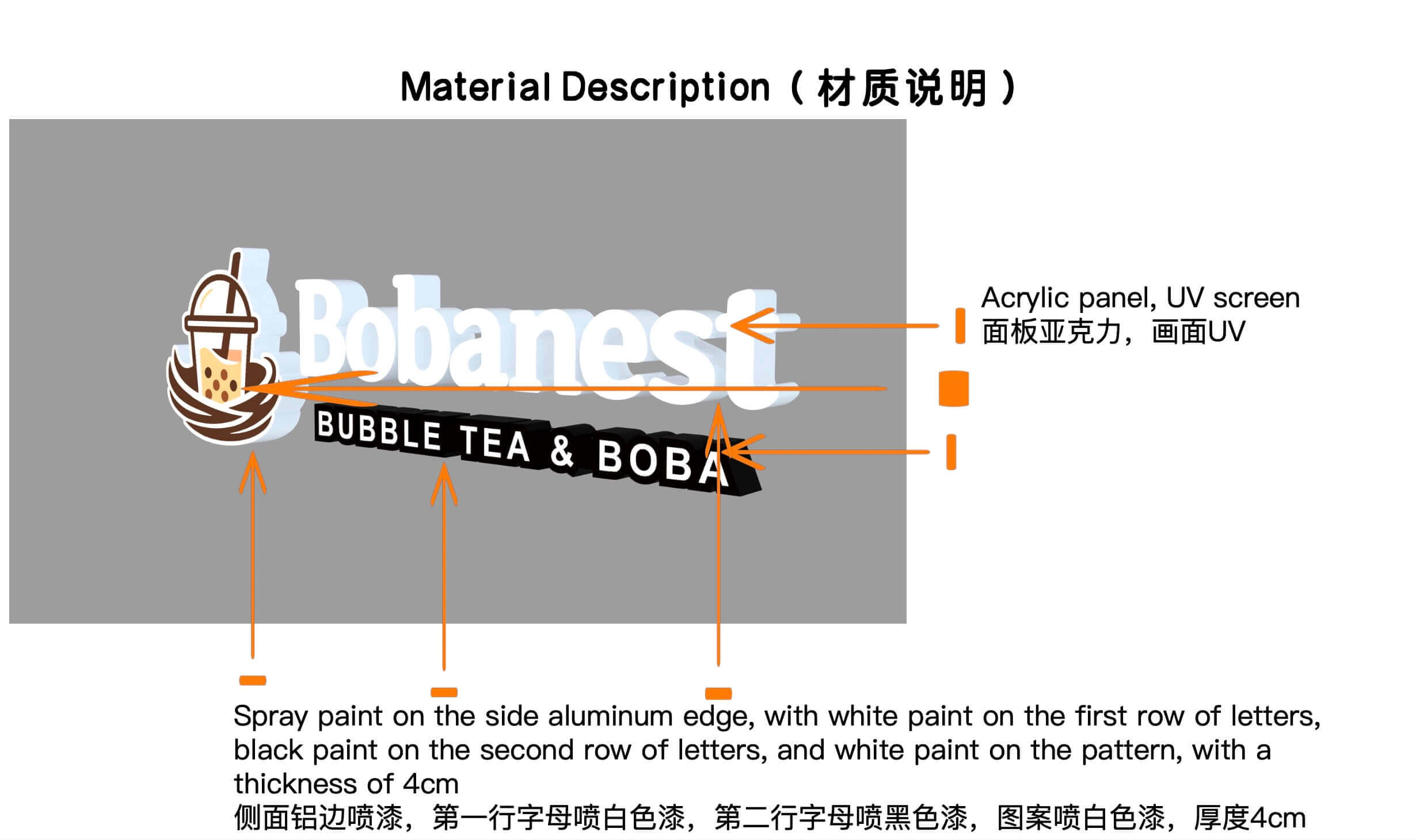 custom 3D acrylic sign material and UV printing specifications