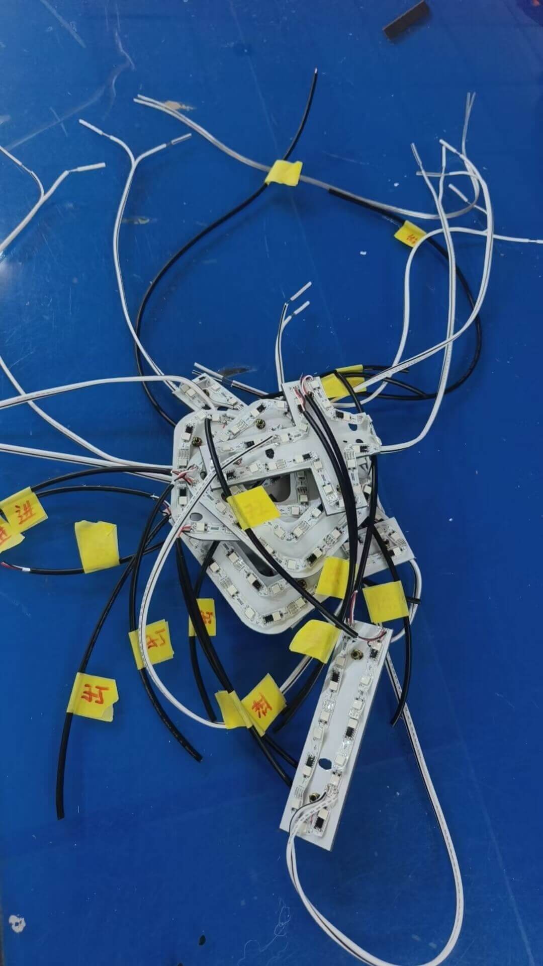 Internal LED circuit wiring and addressable RGB distribution harness