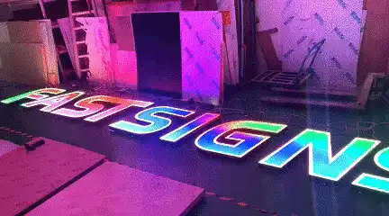 Custom dynamic RGB channel letters with programmable pixel LED animation