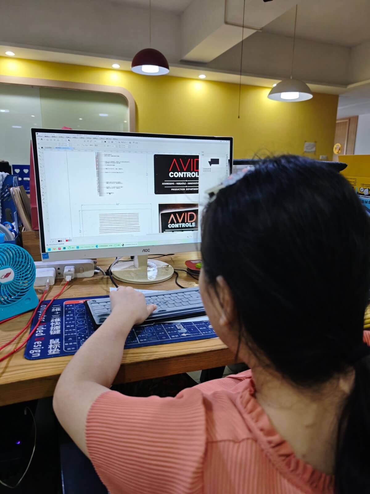 Halo lit sign vector layout engineering at EndPoint Sign's Guangzhou factory