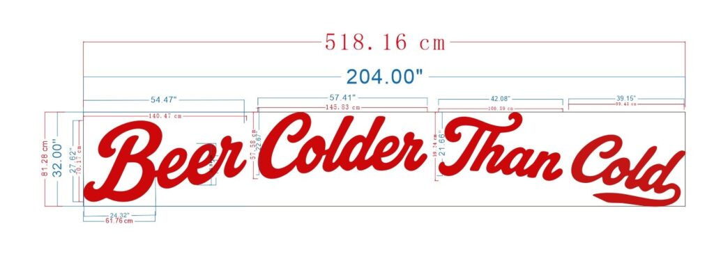 Beer Colder Than Cold script lettering sign