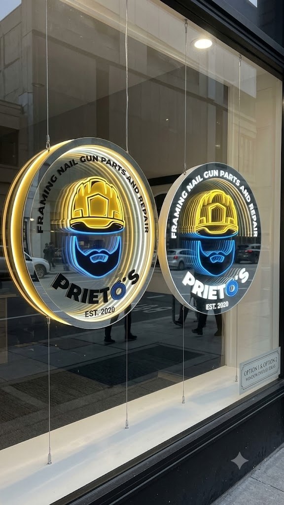 Round mirror finish light box signage