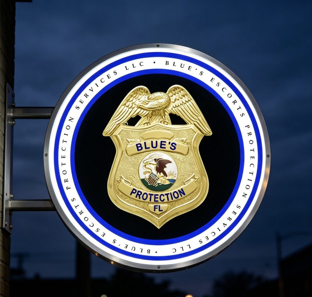 Round backlit light box sign for BLUES Barber Shop