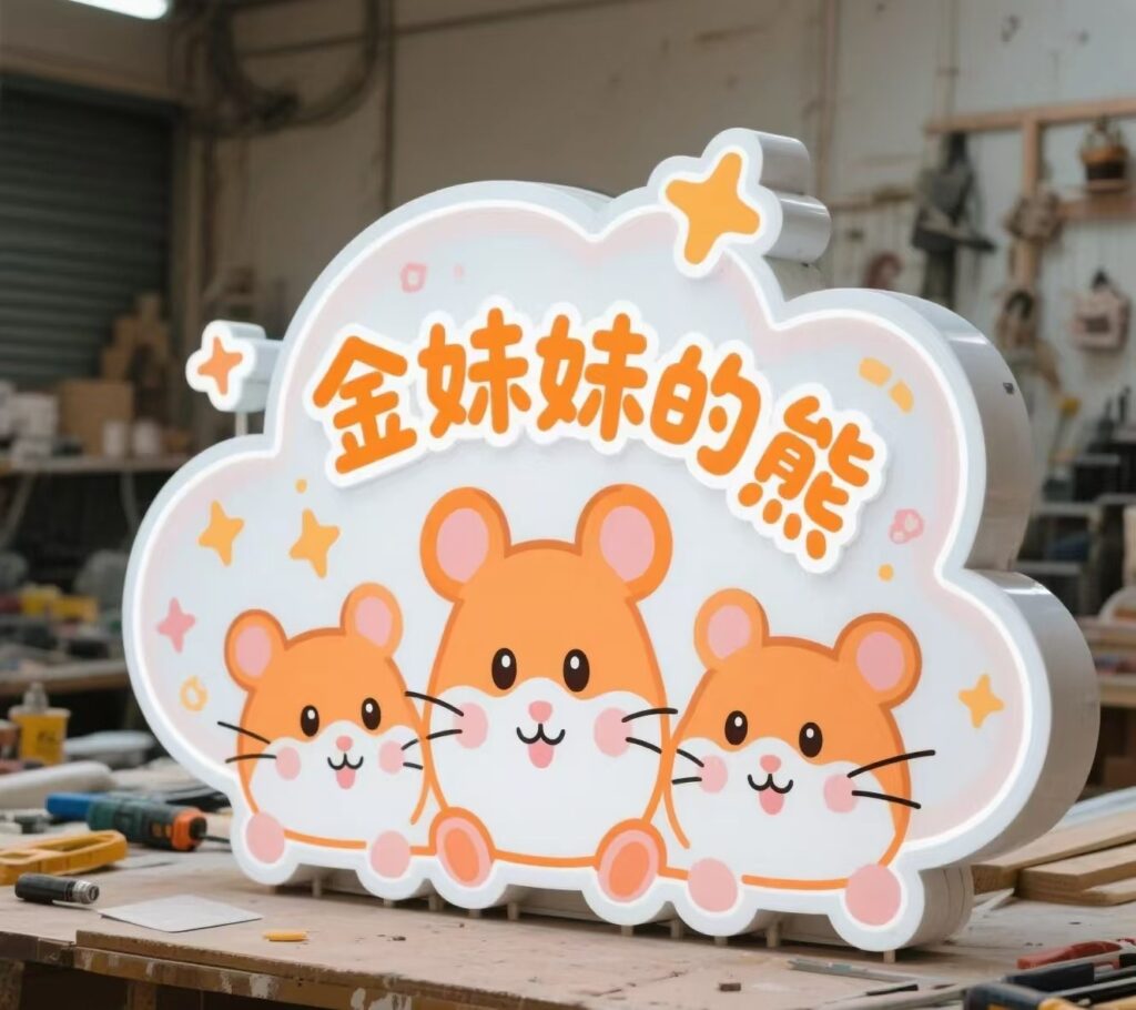 Custom shaped printed light box with cartoon characters