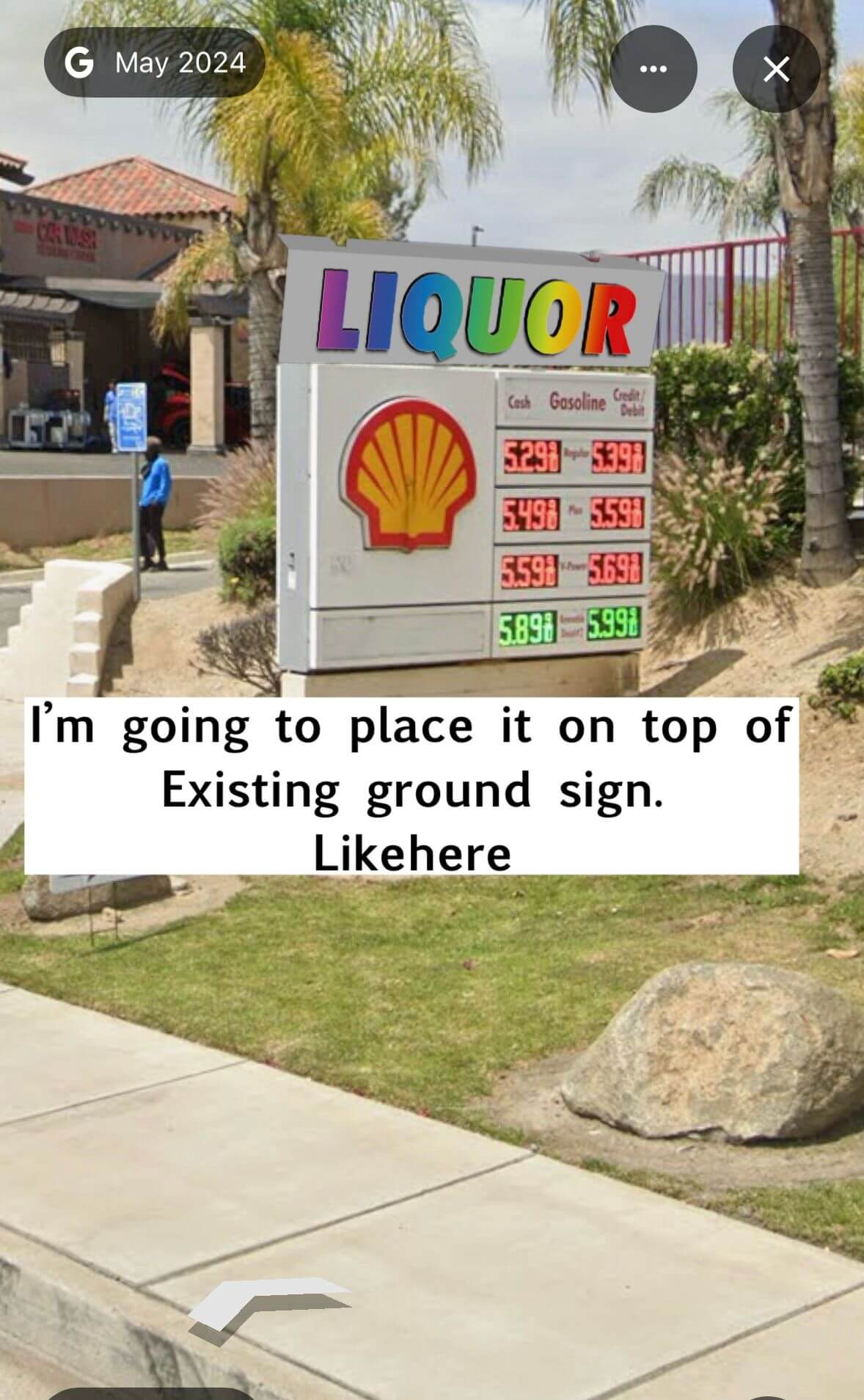 Existing ground sign monument at Lake Elsinore California location