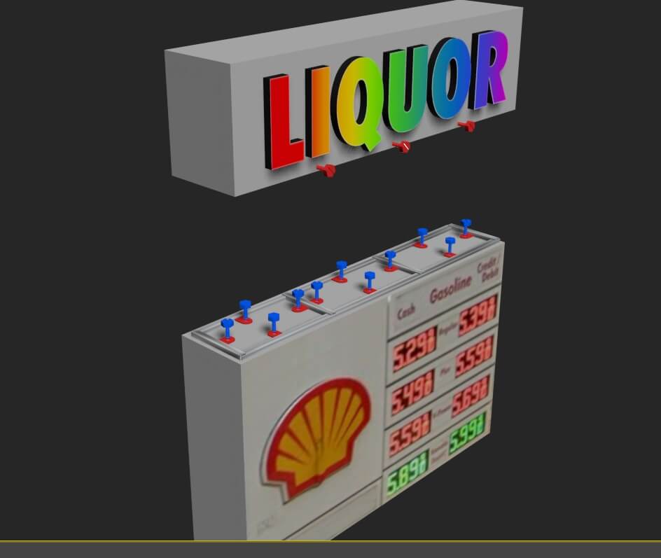 3D architectural rendering of double-sided custom dynamic rgb sign box on monument sign