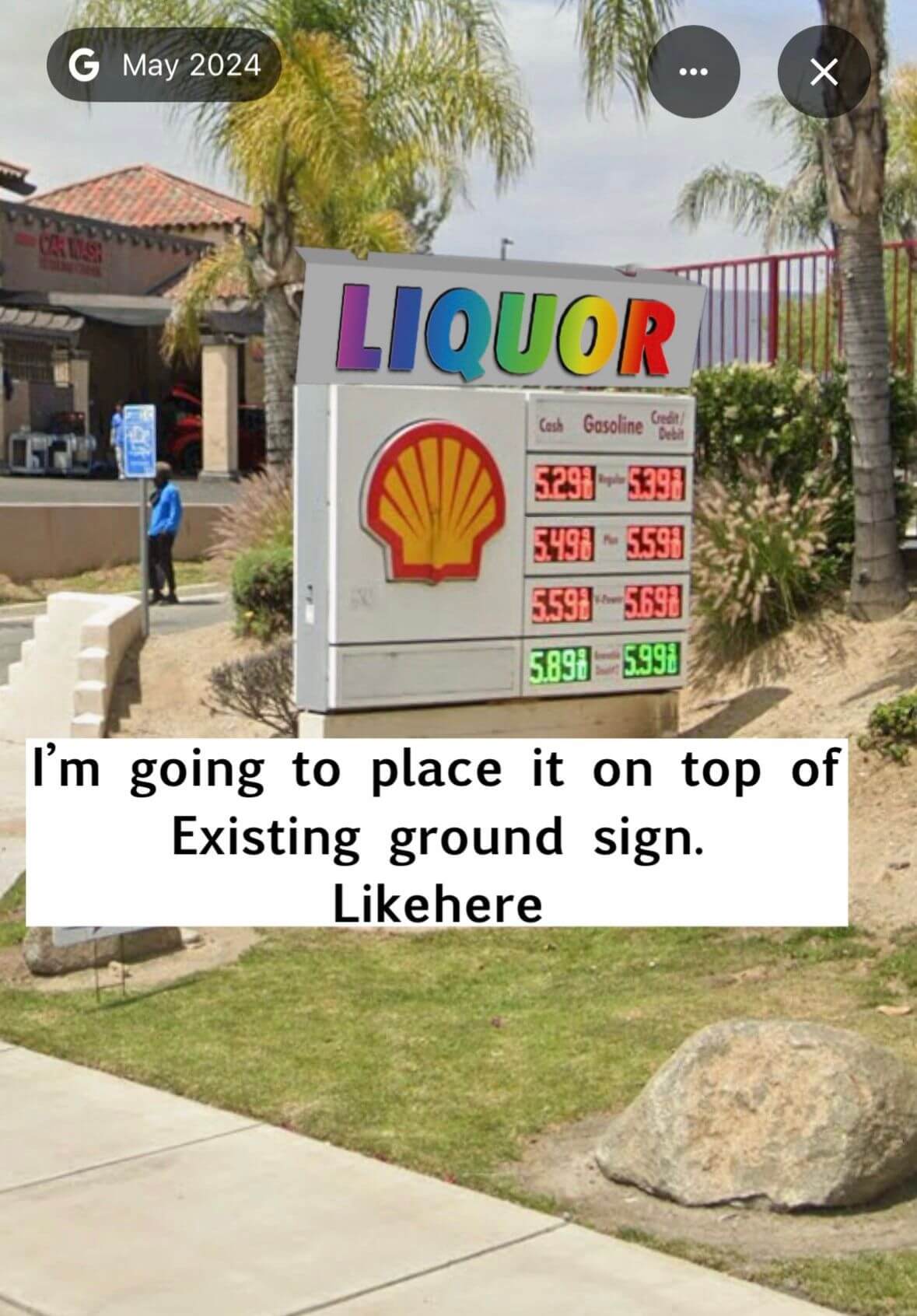 Double-sided illuminated exterior sign box installed at Lake Elsinore Shell station