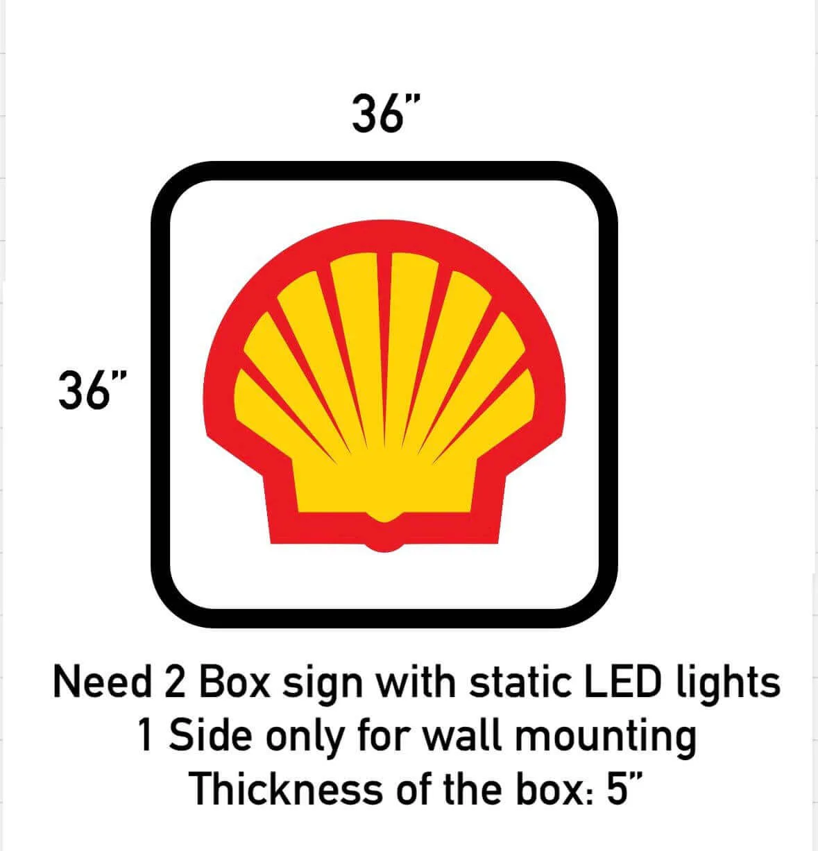 Custom Shell gas station 3D channel letters illuminated sign box in California