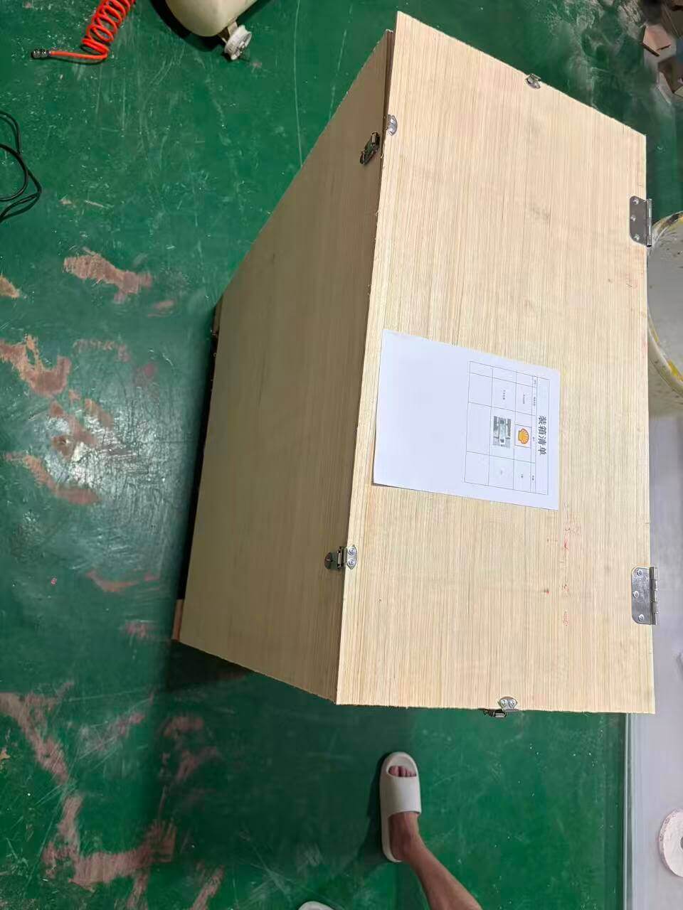 Reinforced export crate lined with dense foam at EndPoint Sign's Guangzhou packing bay