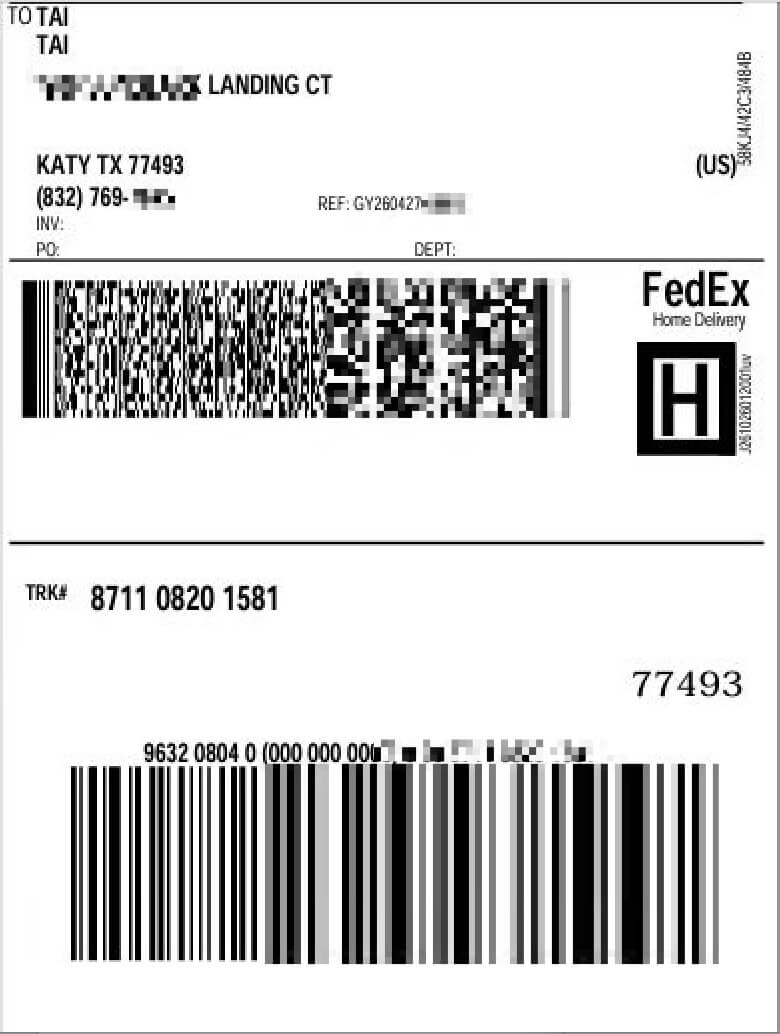 Secure international shipping label and package overview at EndPoint Sign Guangzhou facility