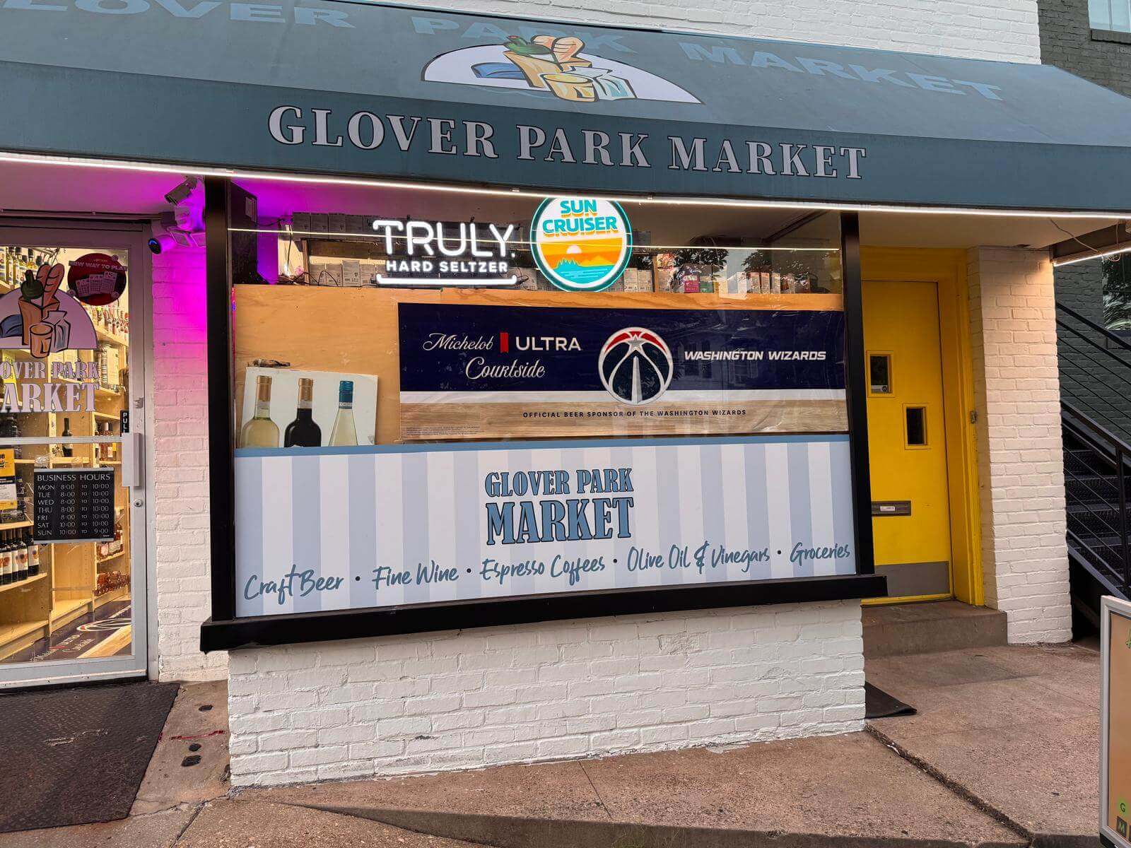 Initial branding reference for Glover Park Market blade sign