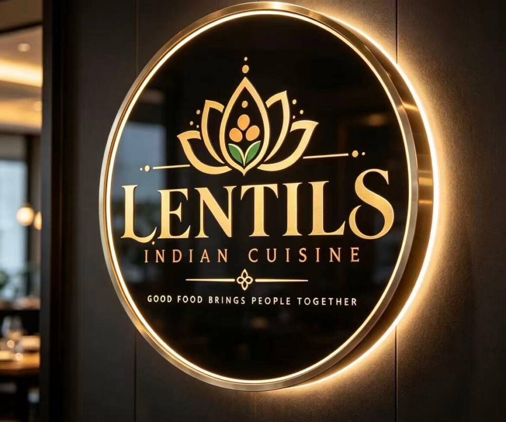 AI restaurant lighting and lettering concept